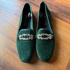 Basic Editions Women's Green and Silver Loafers